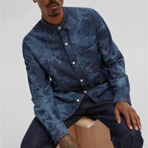 Mode of One Mens Relaxed Fit Denim Shirt in Tribeca Tie Dye Size S